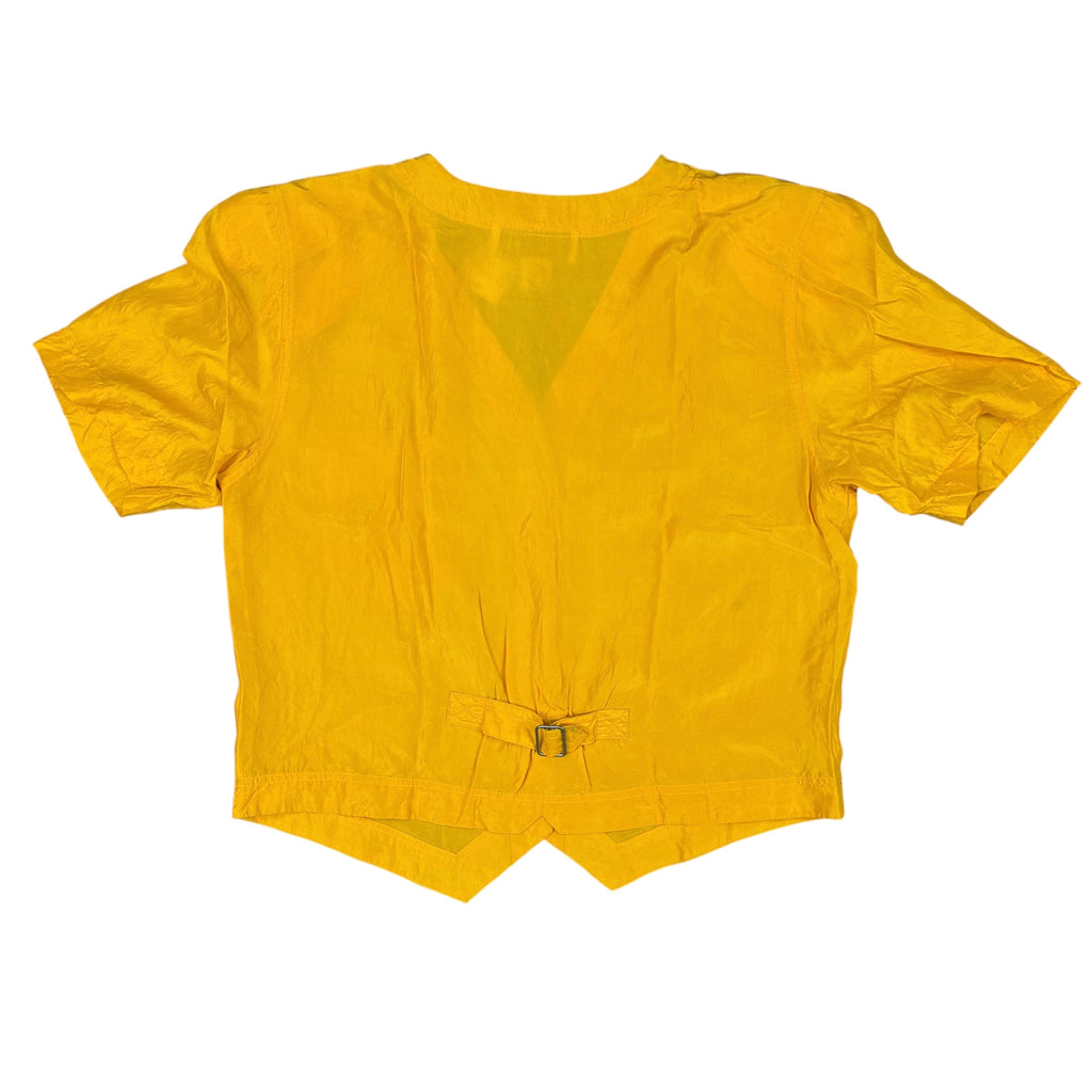 100% Silk Yellow V neck Blouse