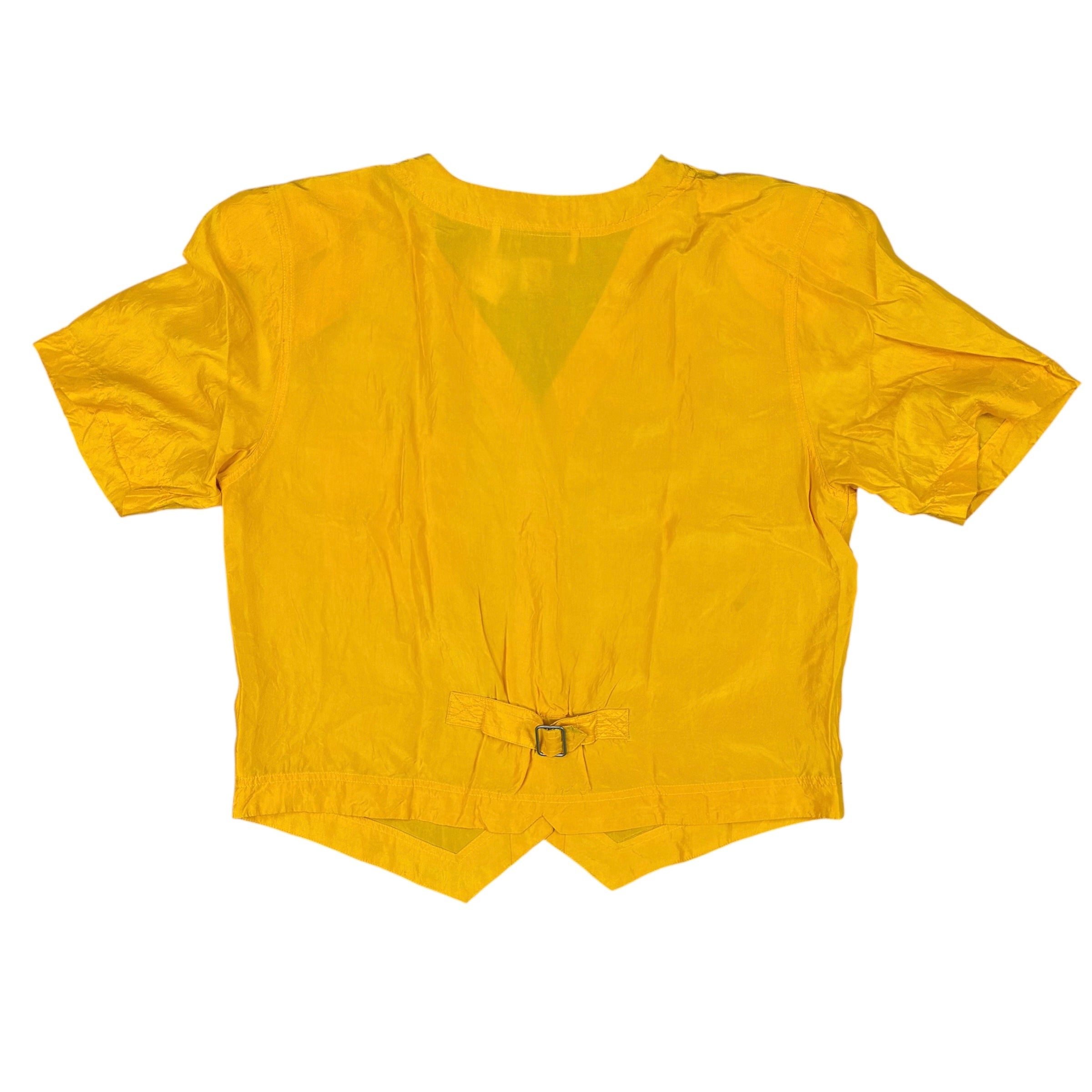 100% Silk Yellow V neck Blouse