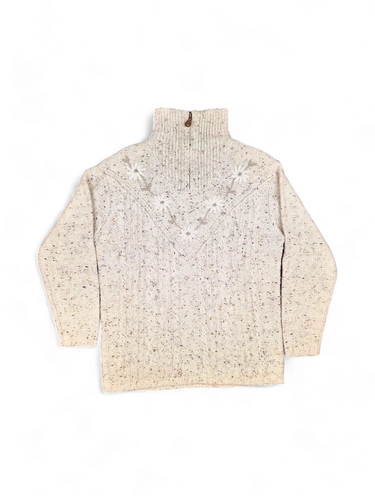 Country Blue Beige Speckled Turtleneck Sweater Size S