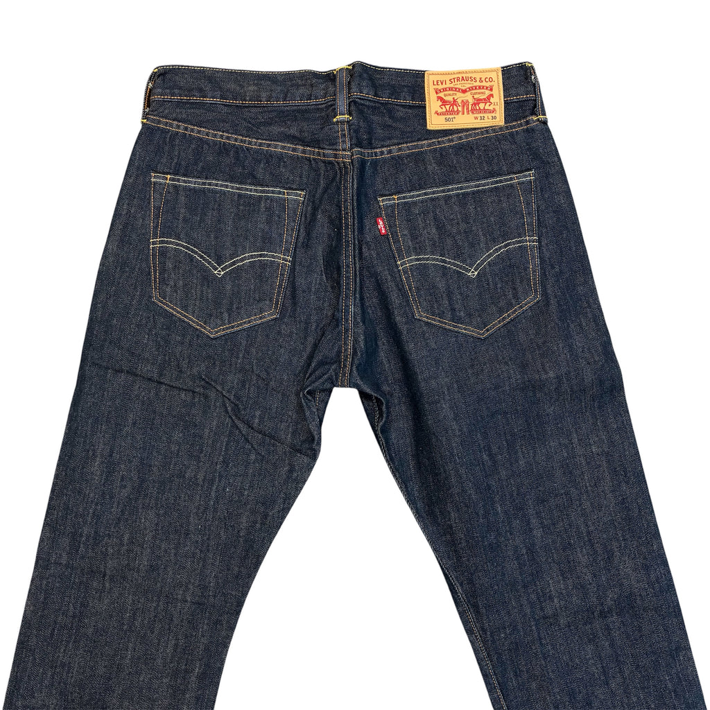 Levi’s 501 Straight Fit Jeans – Dark Blue Wash, Orange Contrast Stitching | W31