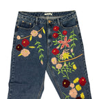 Glamorous Flower Embroidered Denim