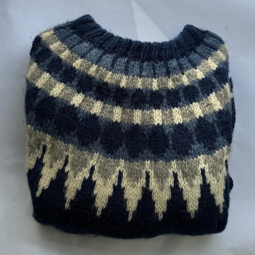 Handmade-Style Icelandic Nordic Pattern Wool Sweater