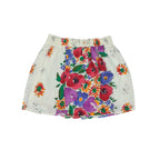 Short White ViscoseSkirt with colorful floral pattern