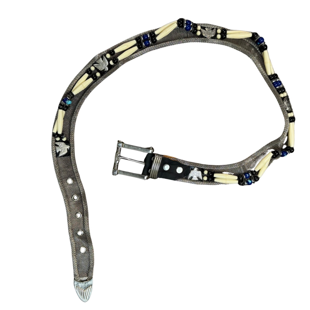 Silver Mesh Beaded Belt
