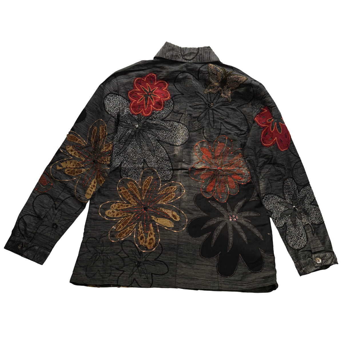 Black Embroidered Silk Shirt