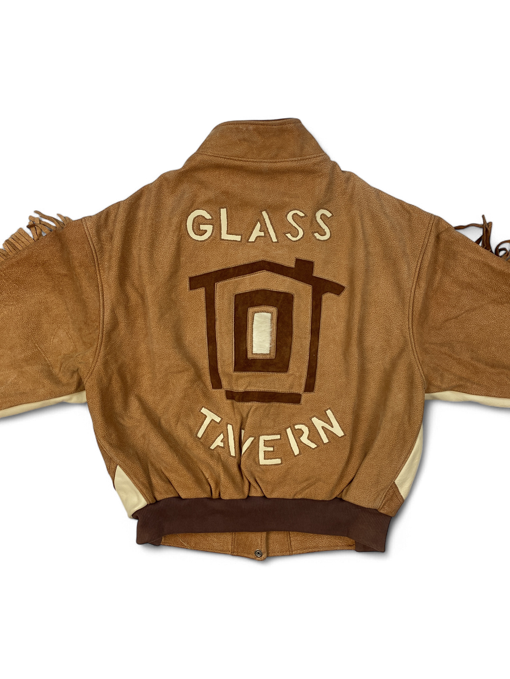 Club Veg Vintage Leather Bomber Jacket with Fringe