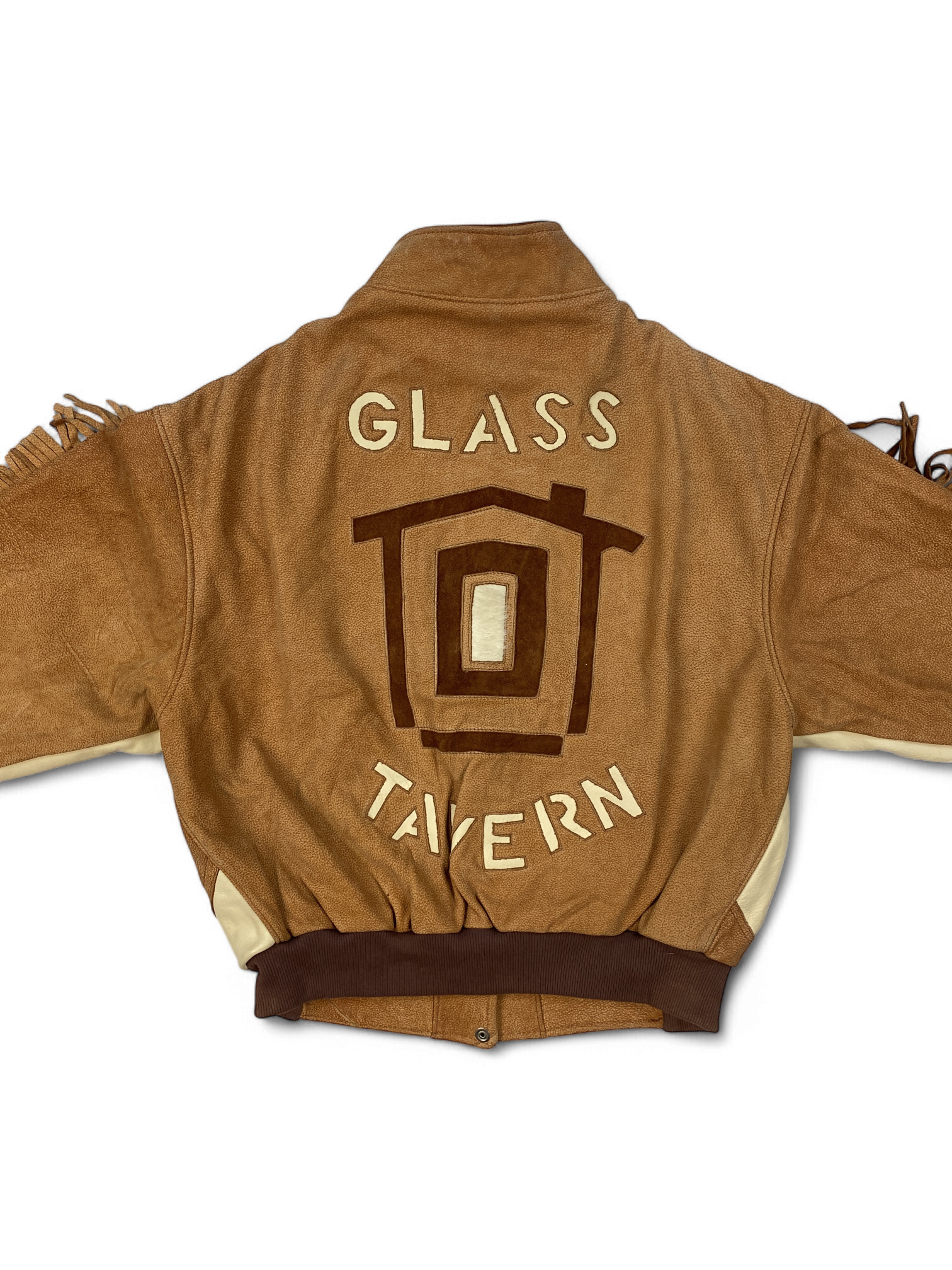 Club Veg Vintage Leather Bomber Jacket with Fringe