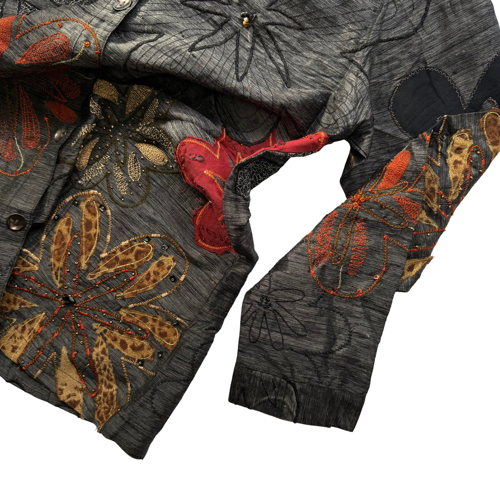 Black Embroidered Silk Shirt