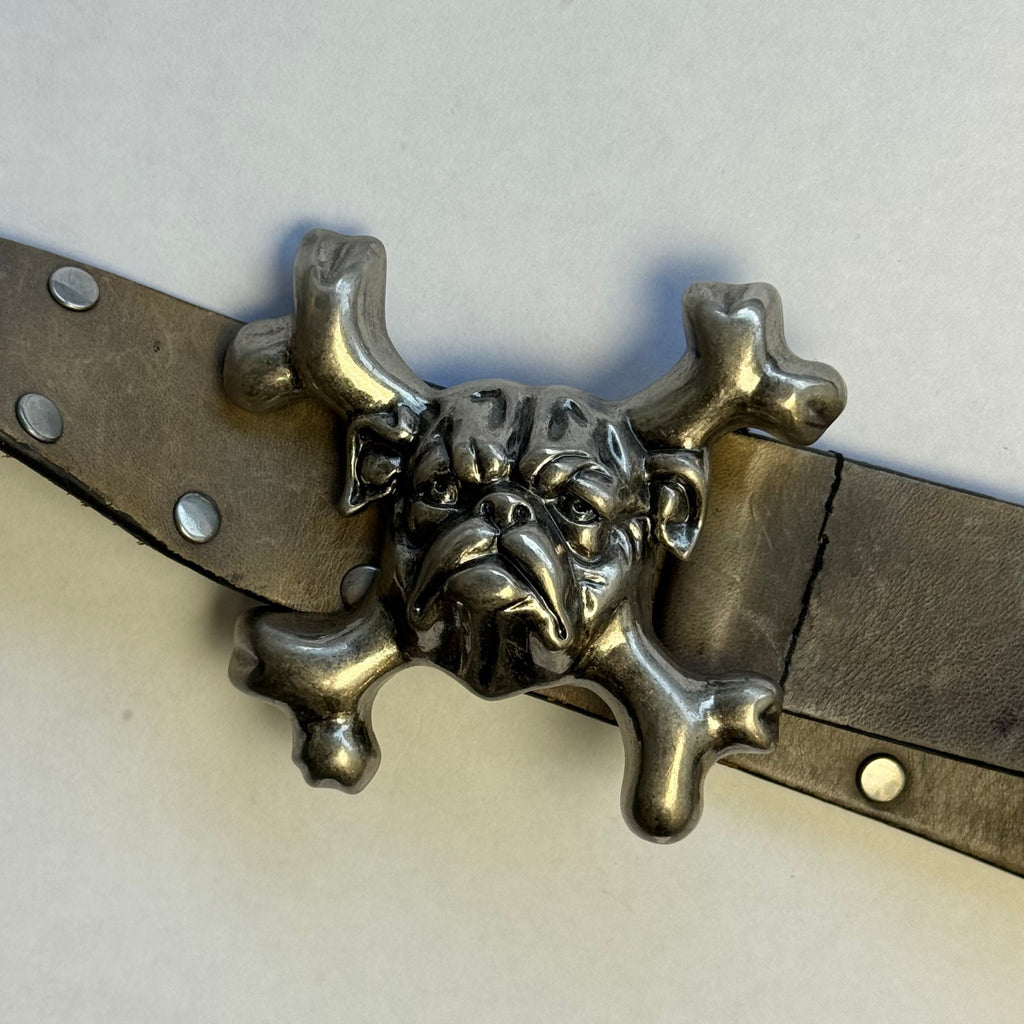 Skull and Crossbones Leather Belt