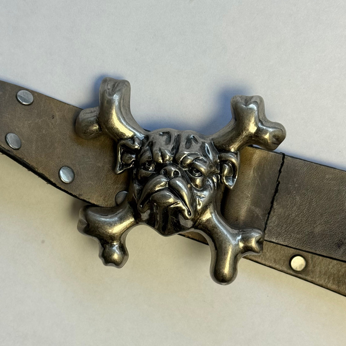 Skull and Crossbones Leather Belt