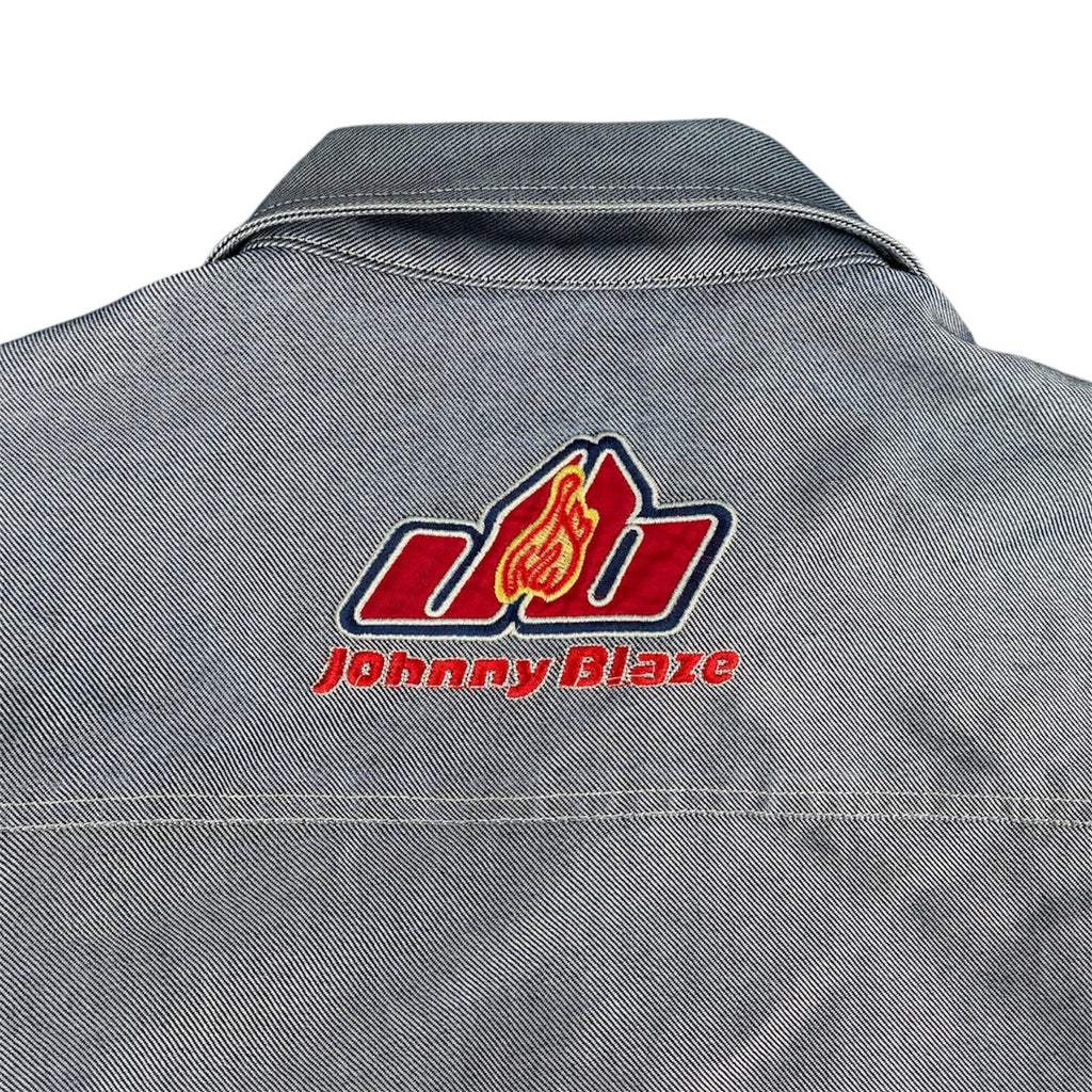 Johnny Blaze Silver Holographic Denim Jacket