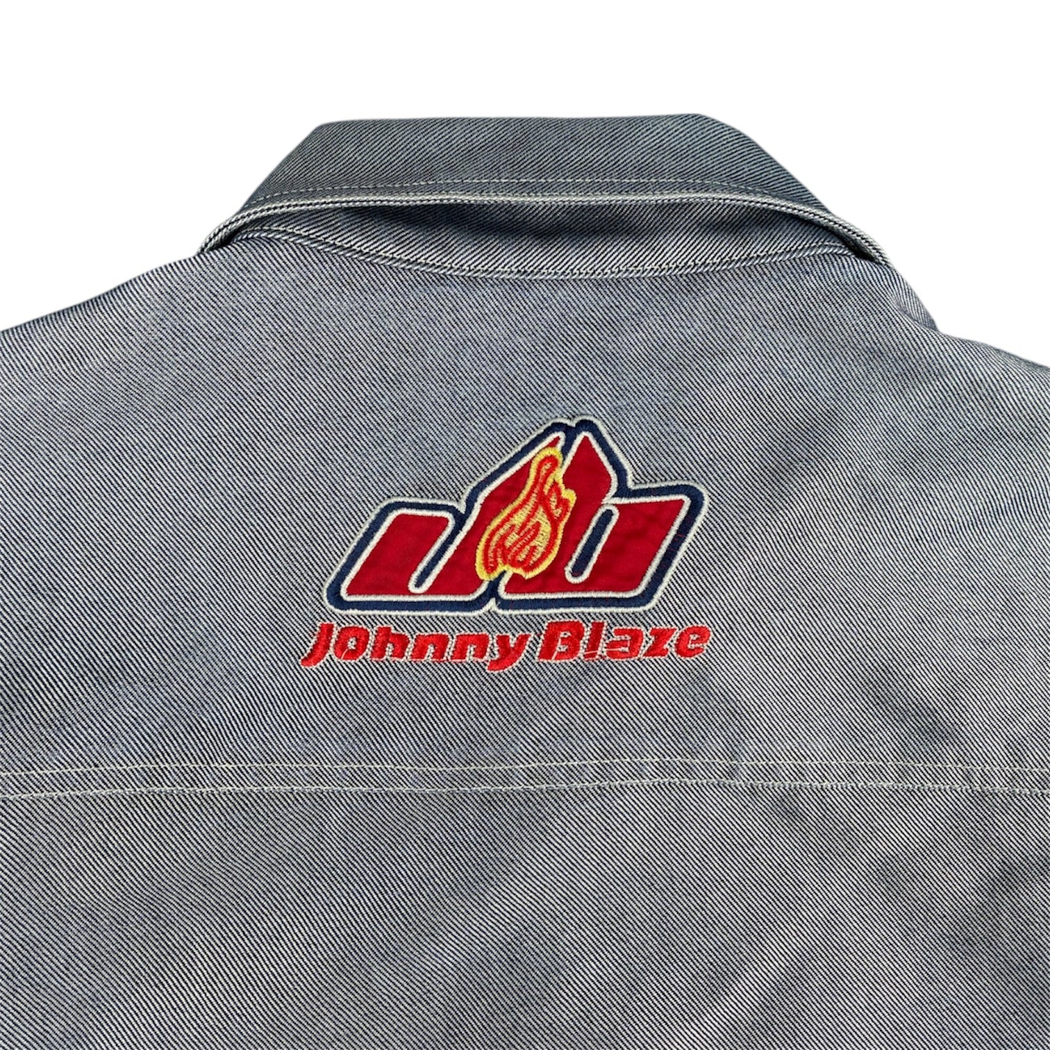 Johnny Blaze Silver Holographic Denim Jacket