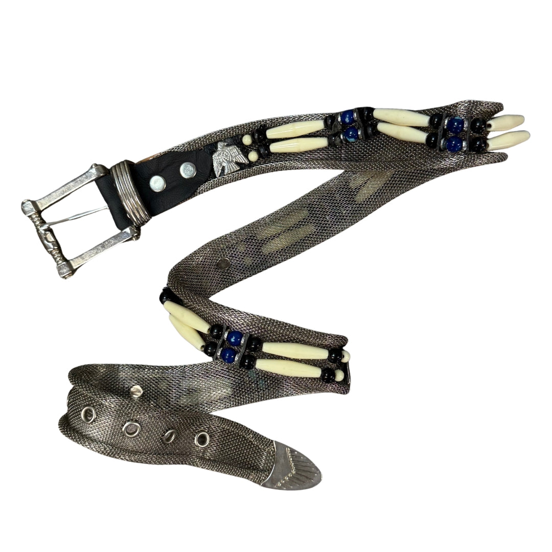 Silver Mesh Beaded Belt