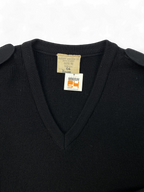 Black Wool V-Neck Sweater