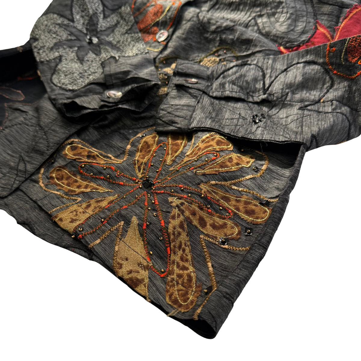 Black Embroidered Silk Shirt