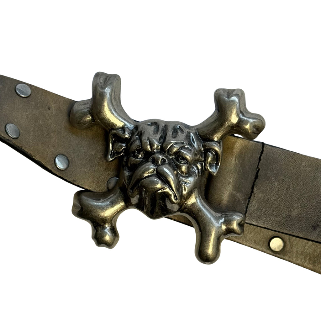 Skull and Crossbones Leather Belt