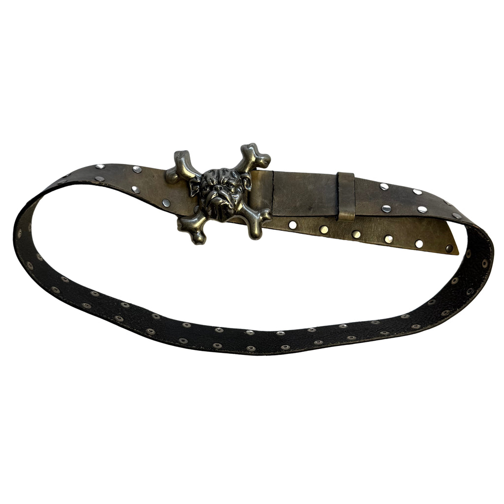 Skull and Crossbones Leather Belt