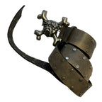 Skull and Crossbones Leather Belt