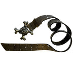Skull and Crossbones Leather Belt