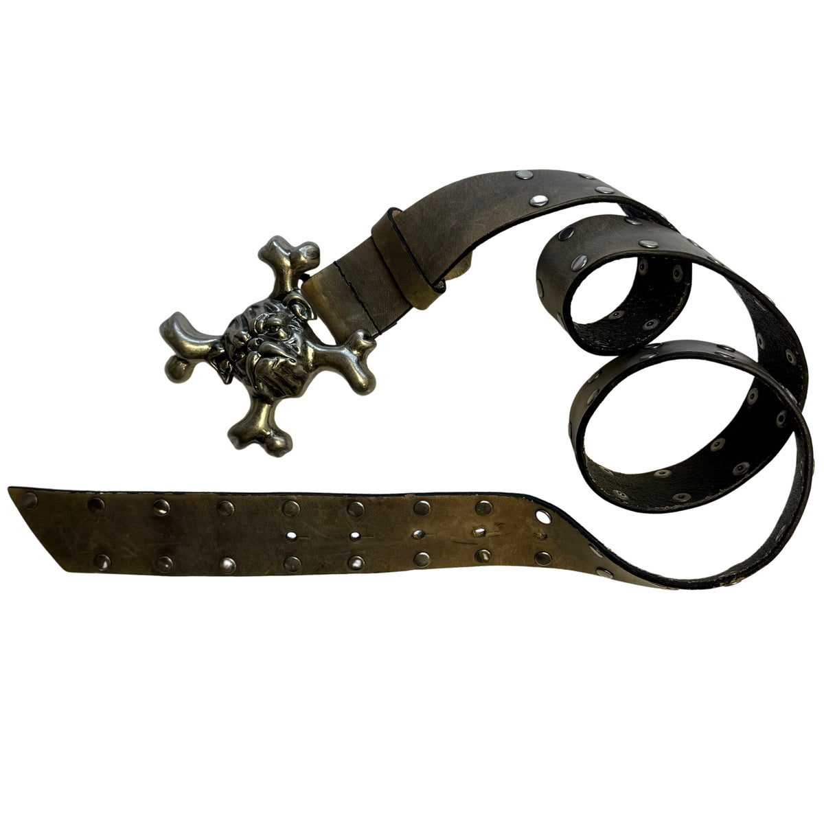 Skull and Crossbones Leather Belt