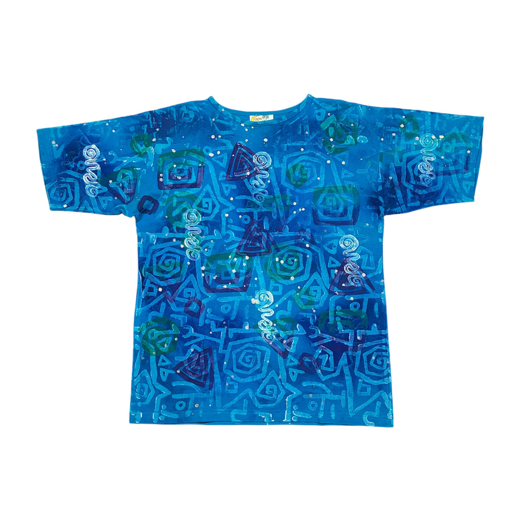 Blue T-Shirt with painted pattern