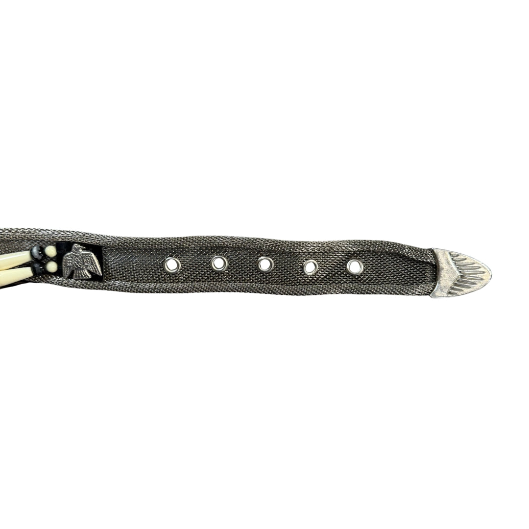Silver Mesh Beaded Belt