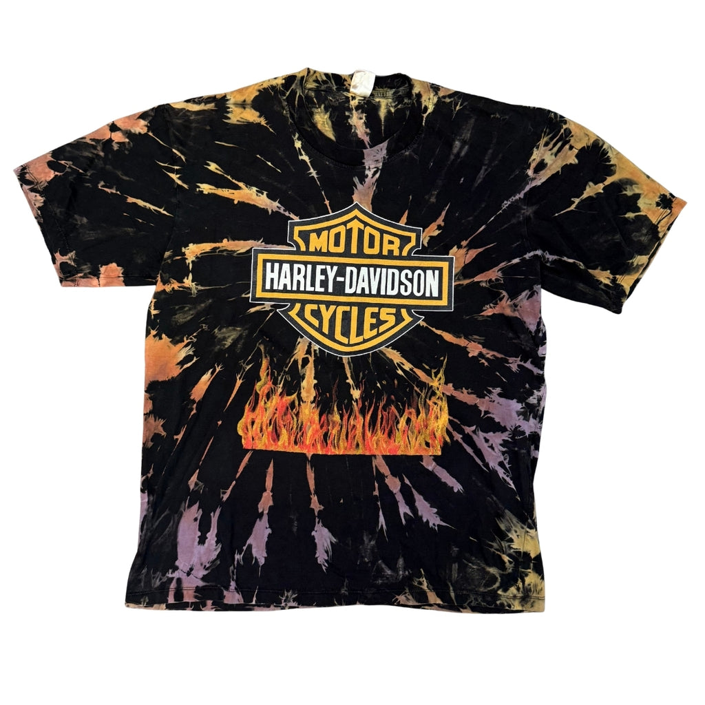 Harley-Davidson Black Tie-Dye Flame Logo T-Shirt