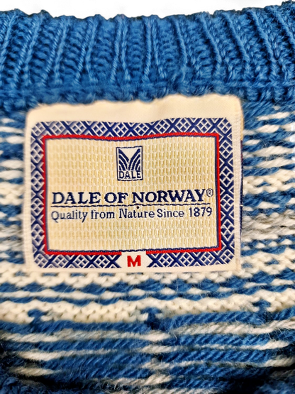 Dale of Norway M Size Blue & White Nordic Pattern Wool Sweater