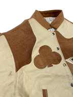 Club Veg Vintage Leather Bomber Jacket with Fringe