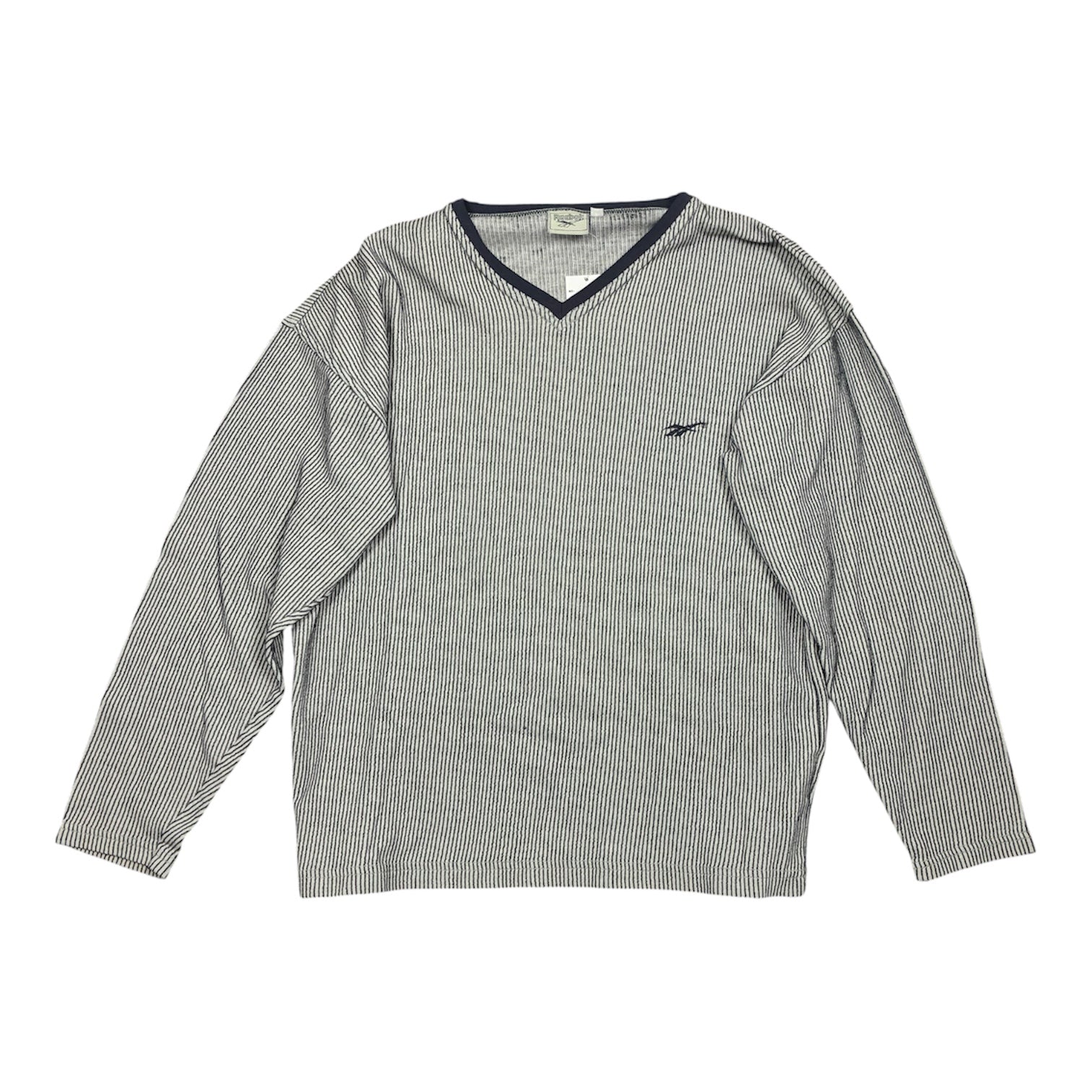 White and Blue striped Reebok Longsleeve T-Shirt
