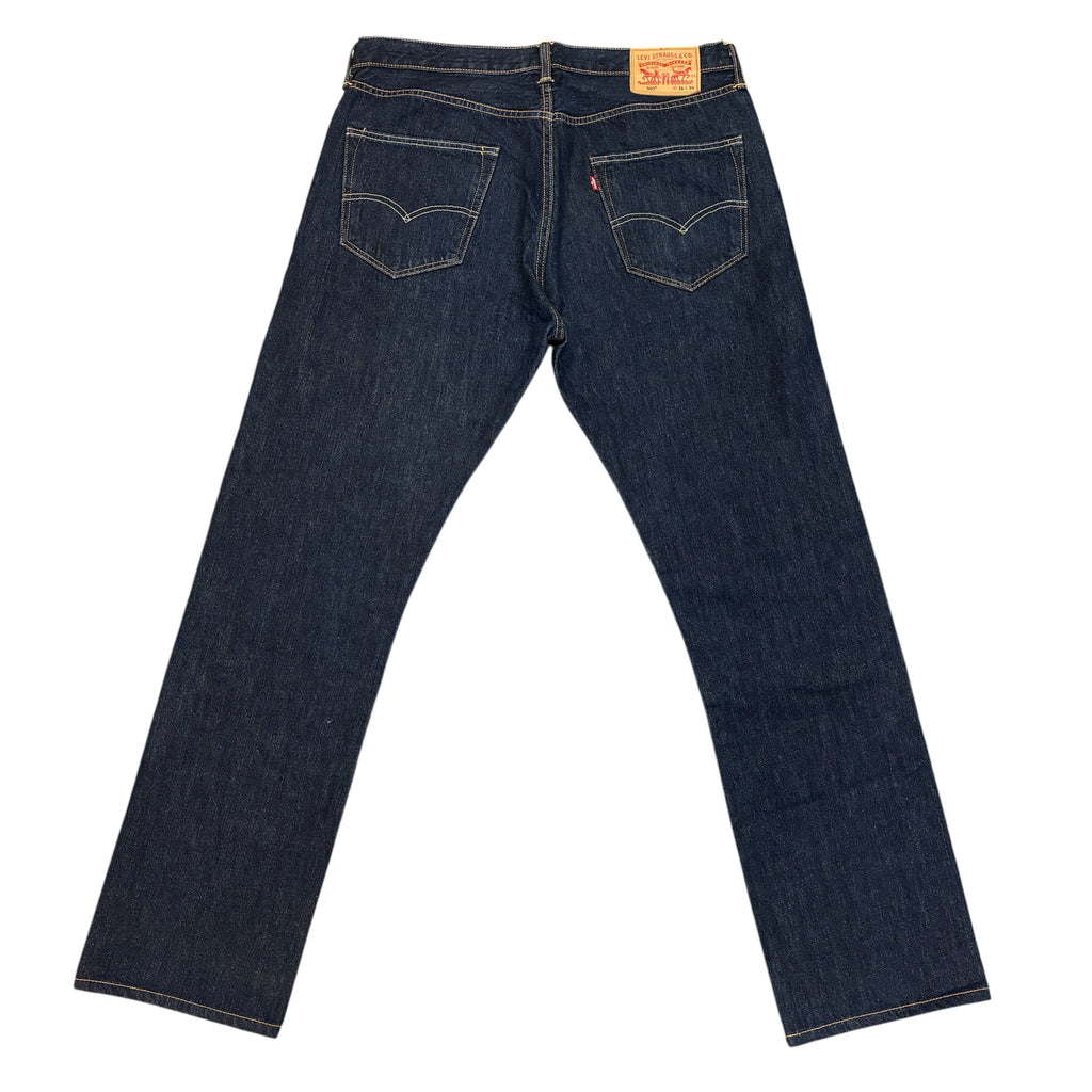 Levi’s 501 Straight Fit Jeans – Dark Blue Wash, Orange Contrast Stitching | W35