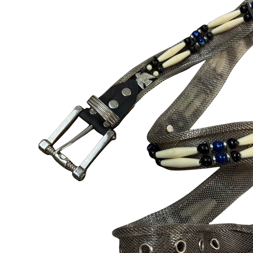Silver Mesh Beaded Belt