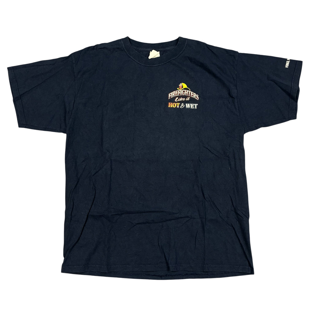 “Firefighters like it Hot & Wet” Navy Blue T-Shirt with Front & Backprint