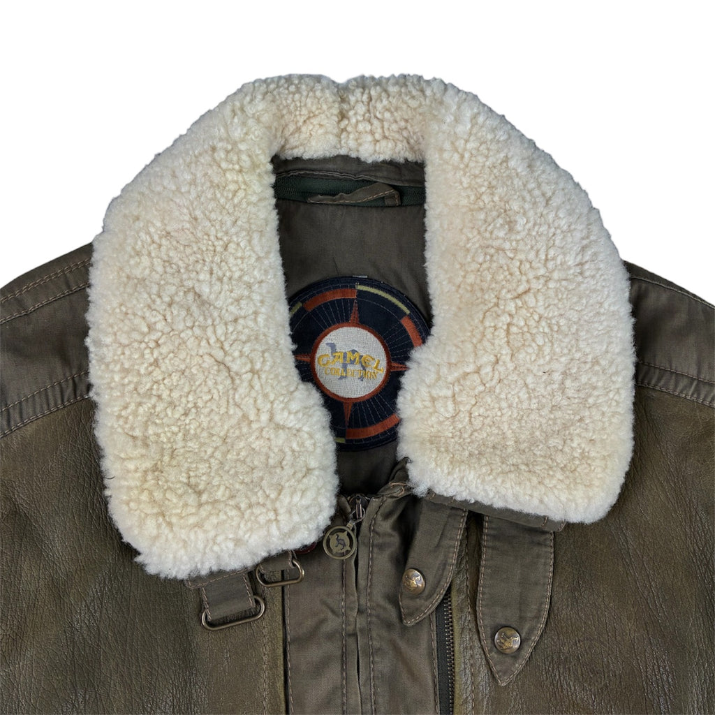 Camel Collection Aviator Leather Jacket