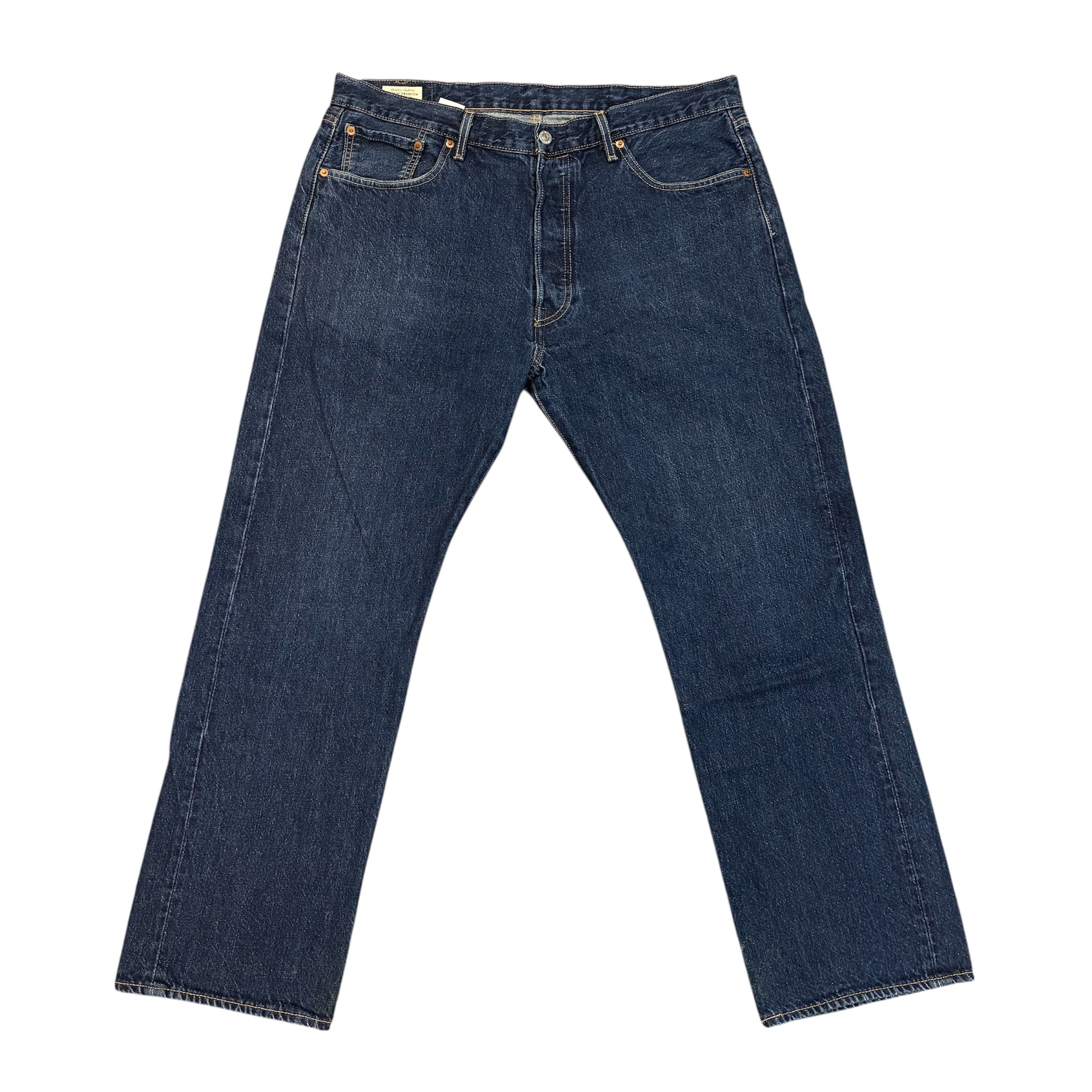 Levi’s 501 Straight Fit Jeans, Mid Rise – Classic Dark Blue Wash
