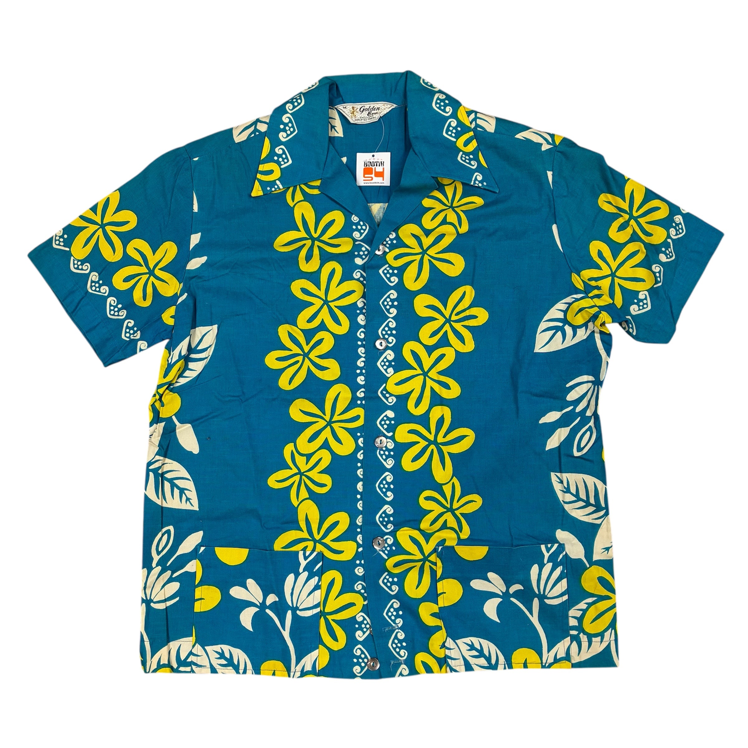 Blue & Yellow Flower Pattern Hawaii Shirt