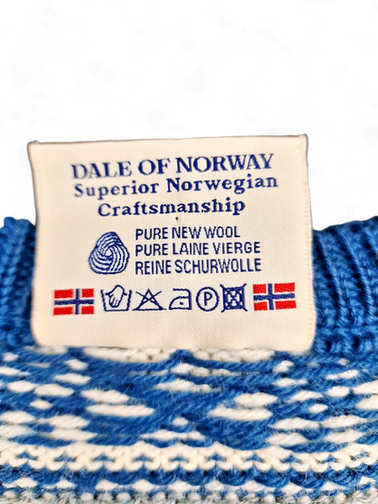 Dale of Norway M Size Blue & White Nordic Pattern Wool Sweater