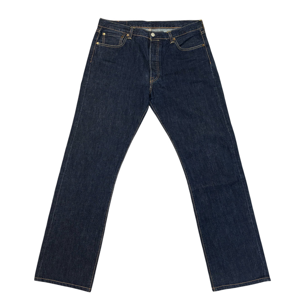 Levi’s 501 Straight Fit Jeans – Dark Blue Wash, Orange Contrast Stitching | W35