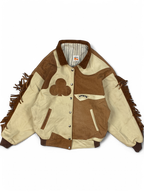 Club Veg Vintage Leather Bomber Jacket with Fringe