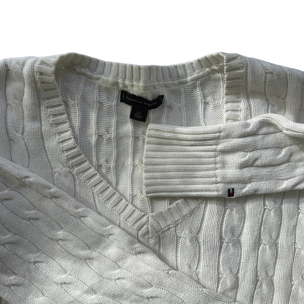 Tommy Hilfiger Cable Knit V-Neck Sweater