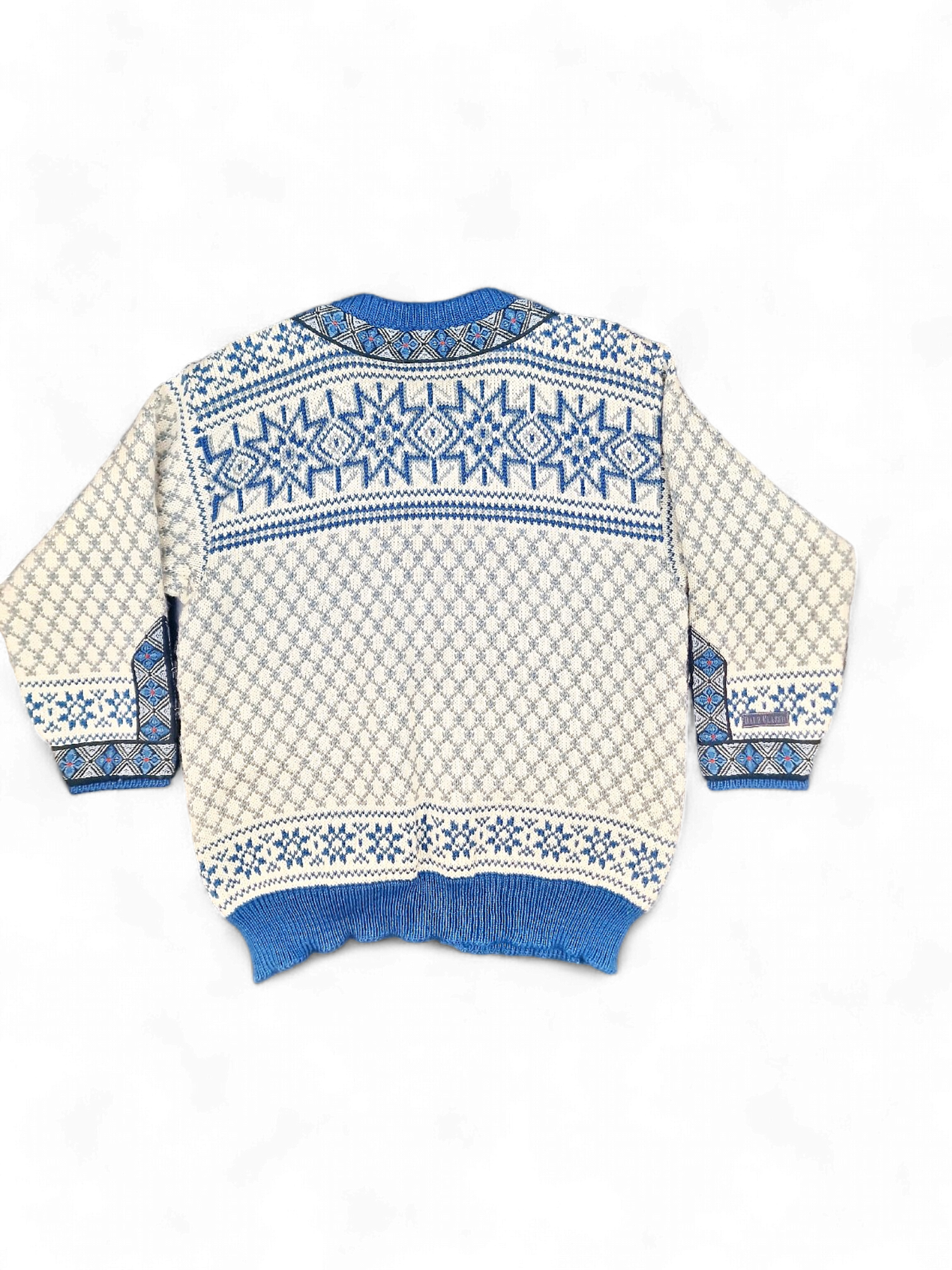 Dale of Norway M Size Blue & White Nordic Pattern Wool Sweater