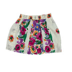Short White ViscoseSkirt with colorful floral pattern