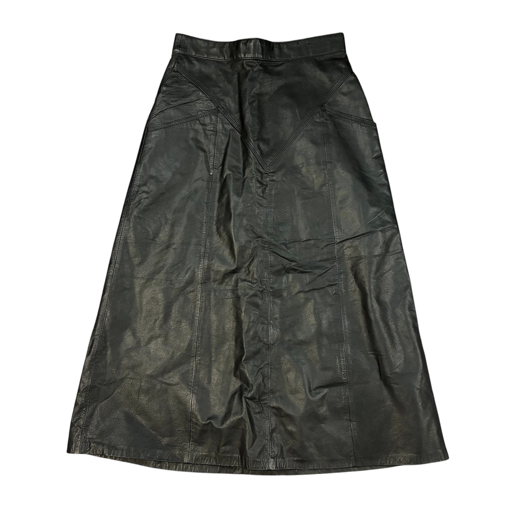 Midi black leather Skirt