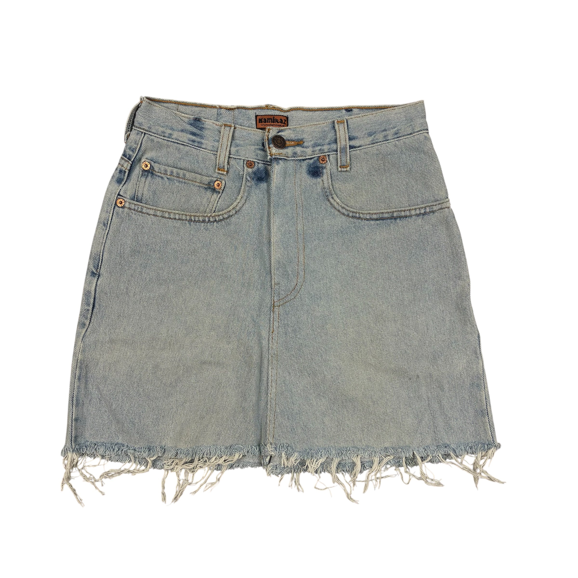 Reworked Jeans Mini Skirt, light blue wash