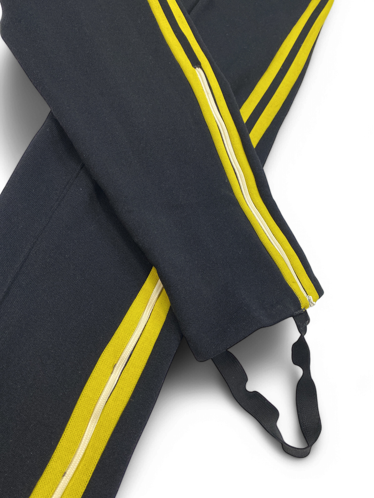 Vintage Black Track Pants with Yellow Stripes