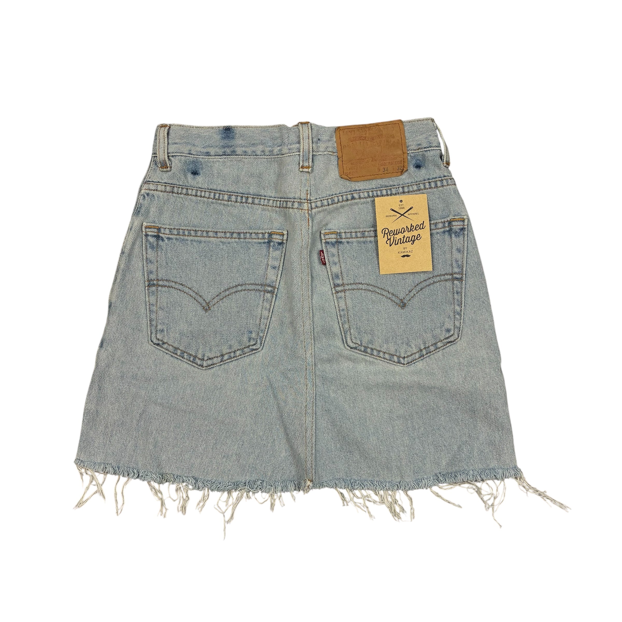 Reworked Jeans Mini Skirt, light blue wash