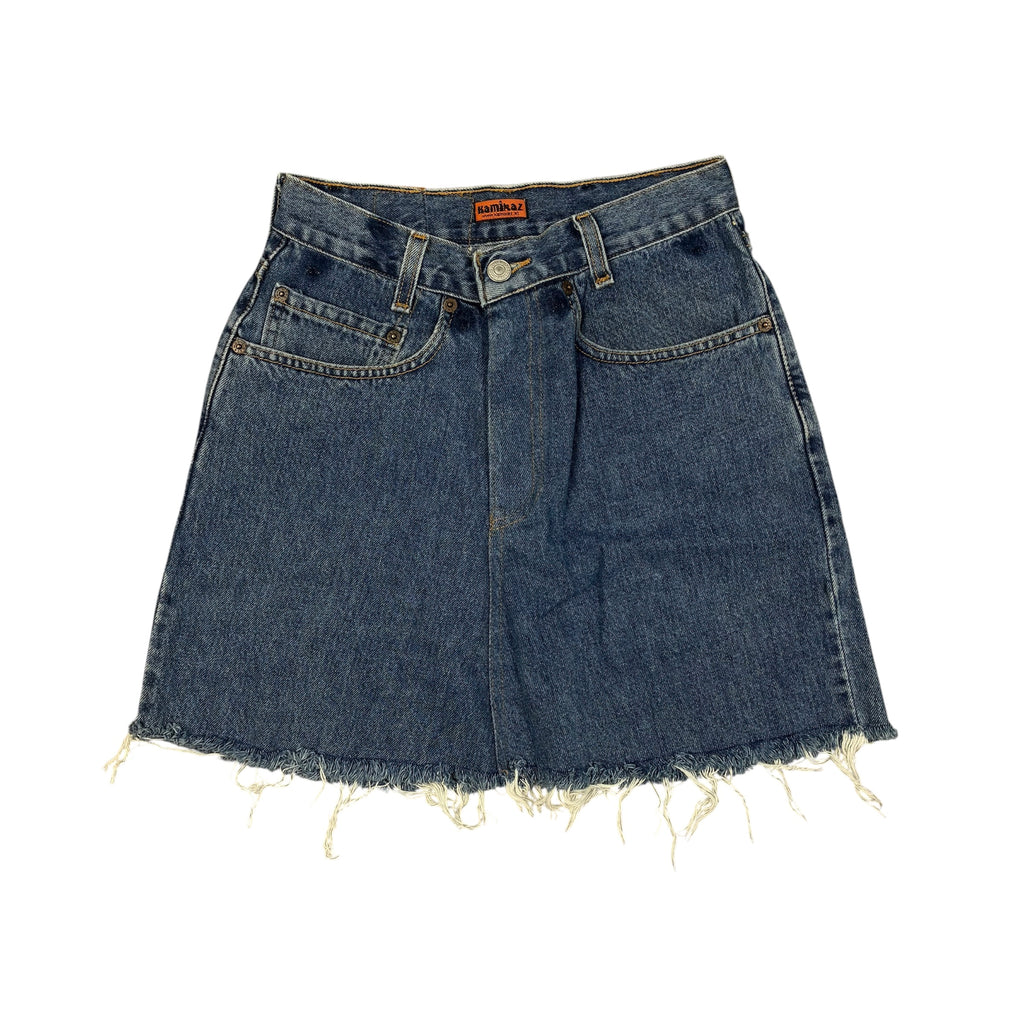 Reworked Jeans Mini Skirt, Blue wash