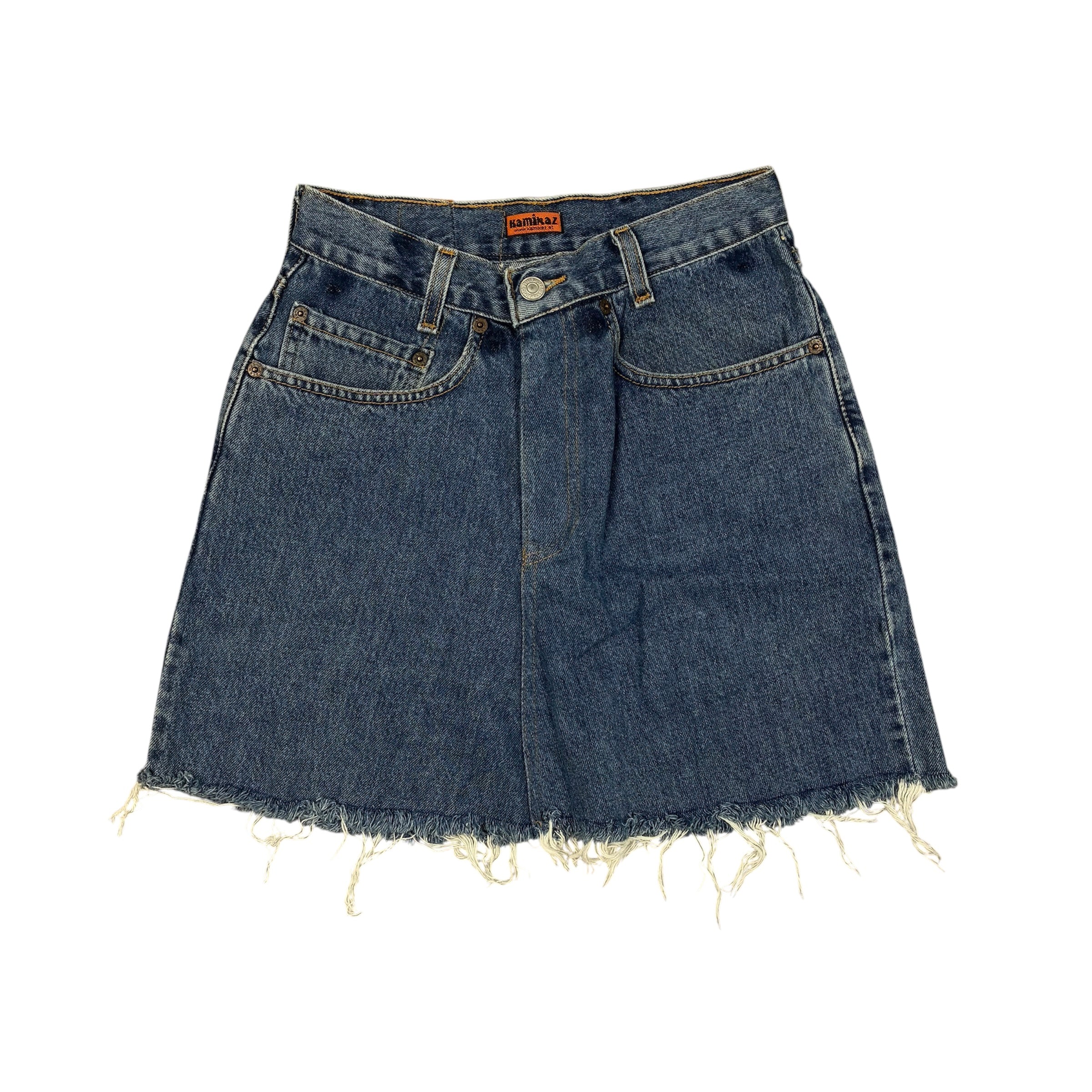 Reworked Jeans Mini Skirt, Blue wash