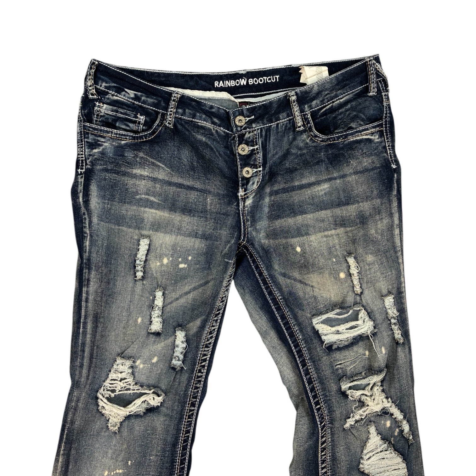 Rainbow Bootcut Distressed Denim