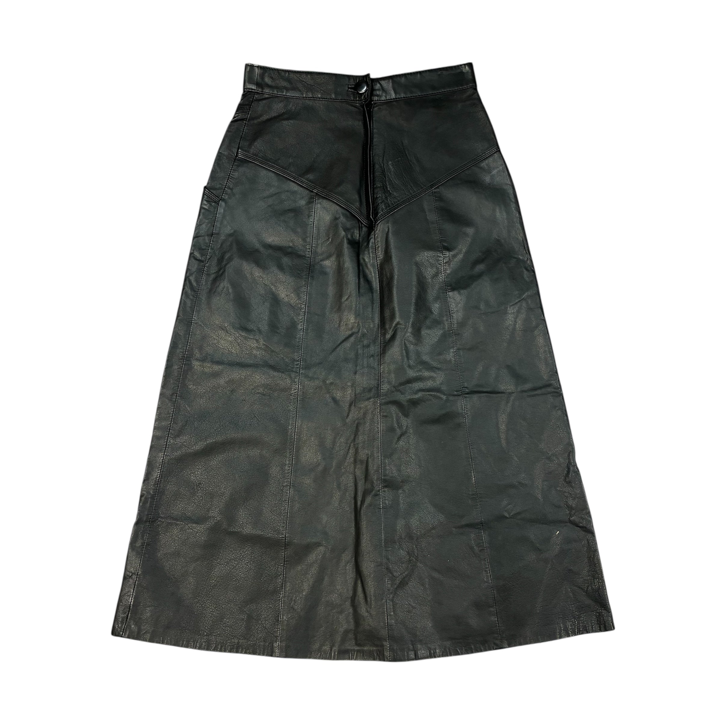 Midi black leather Skirt